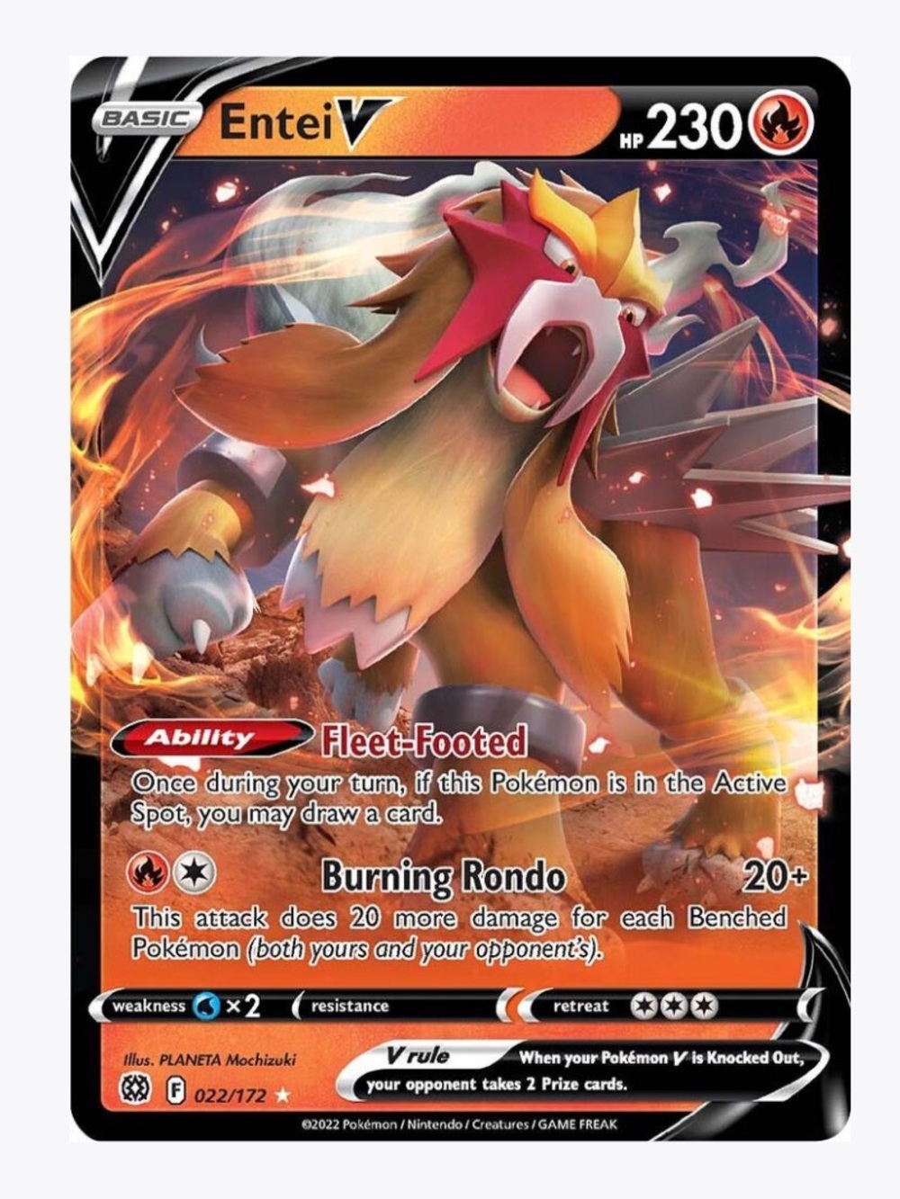 Entei V SWSH09: Brilliant Stars Pokemon Trading Card
